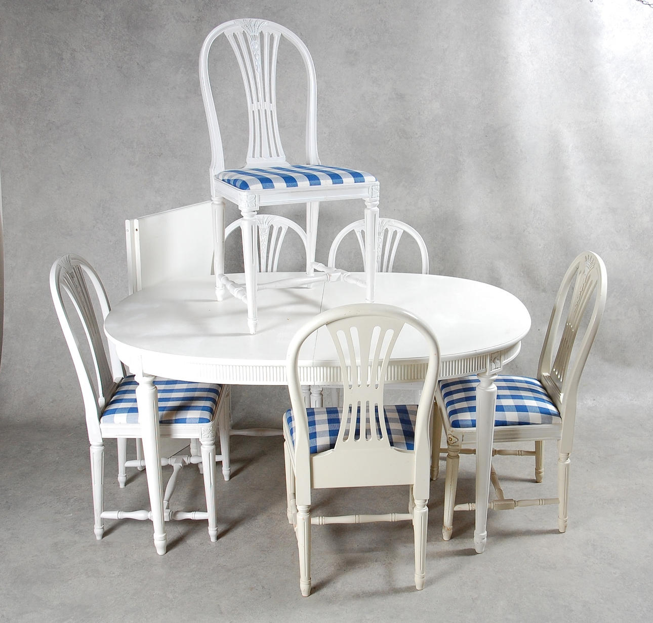 MATSALSMÖBEL, 7 delar, " Axet " gustaviansk stil, 1900-tal.