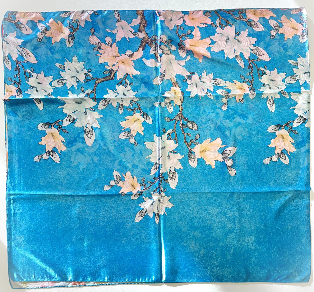 CHINESISCHER BLAUER SEIDENSCHAL.