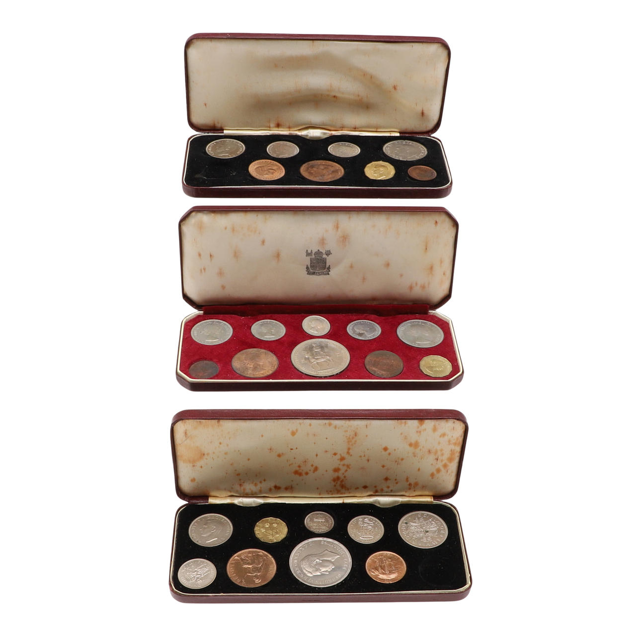 THREE MID 20TH CENTURY SPECIMEN COIN SETS, 1950, 1951 AND 1953. Coins ...