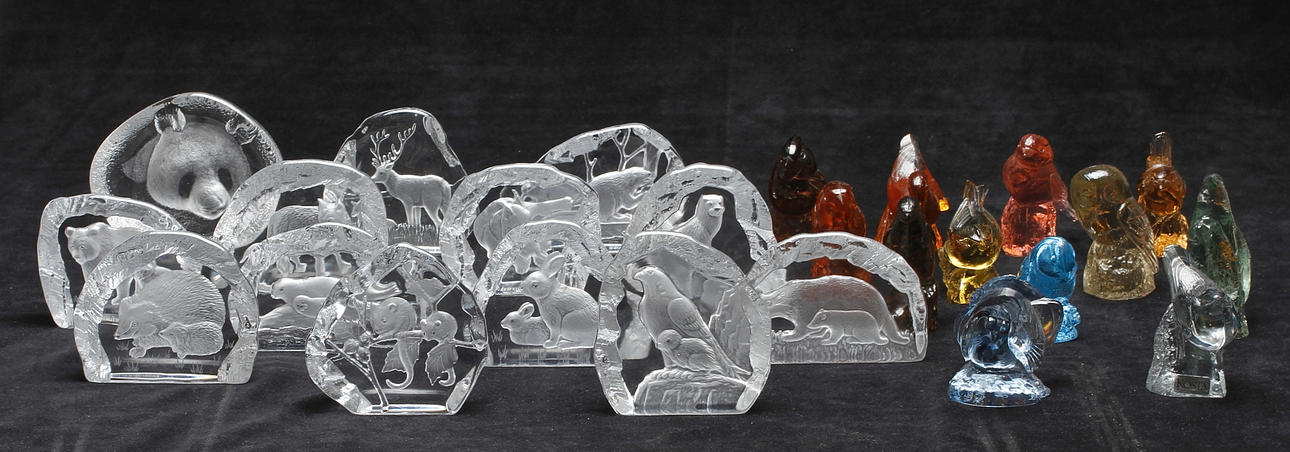 GLASBLOCK, 13 samt FIGURINER, 12 st, Svenskt glas.