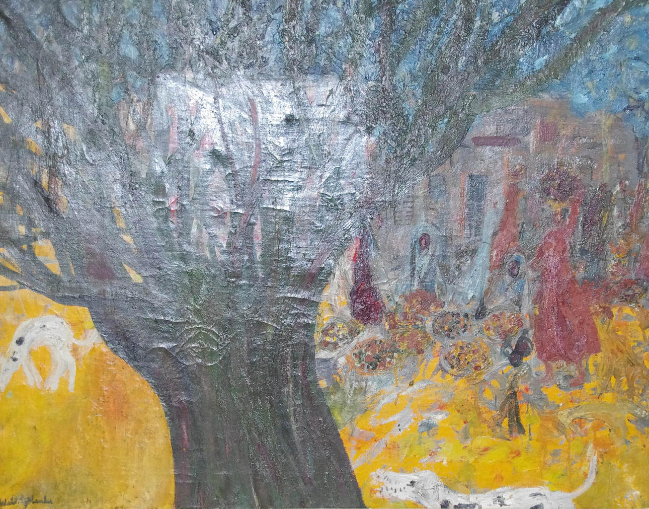 WALDEMAR SJÖLANDER. Arbetande kvinnor, olja på duk, Liljevalchs Konsthall 1952, signerad.