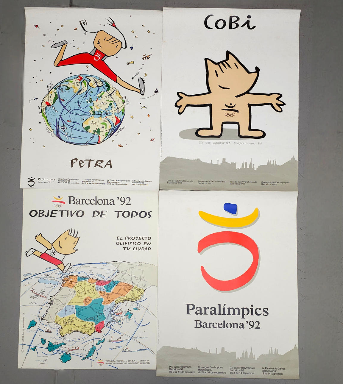 FOUR ORIGINAL POSTERS COBI OLYMPICS 1992.