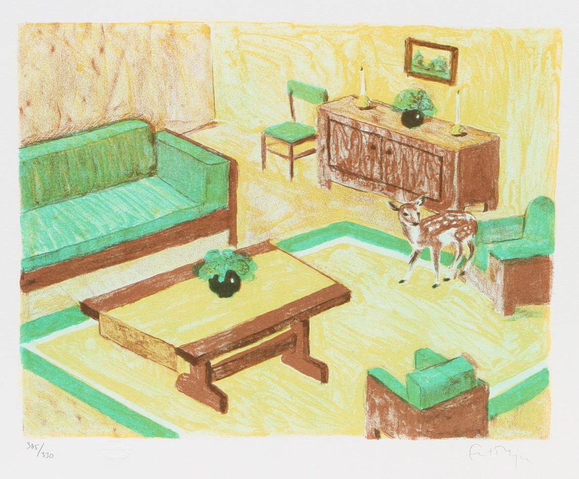 ERNST BILLGREN. "Hjort", färglitografi, signerad och numrerad 305/330.