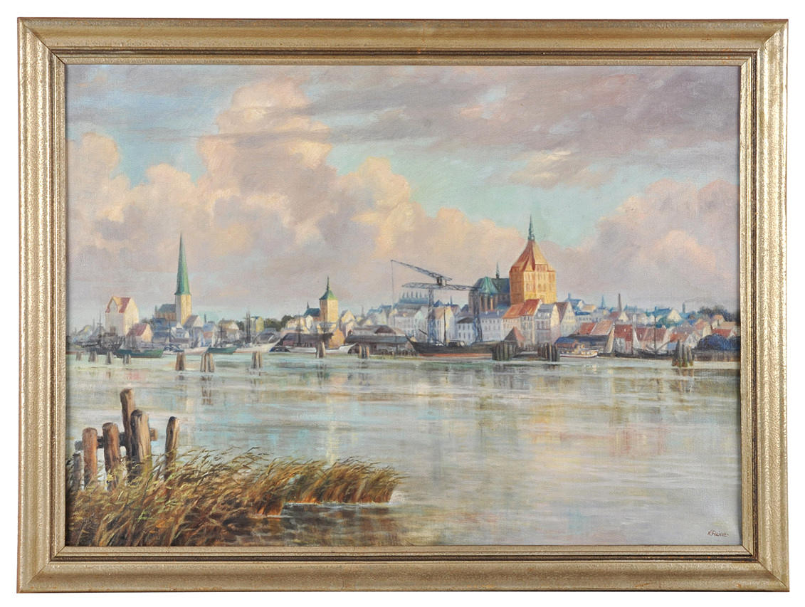 KÄTHE REINE. Panoramautsikt över hamnen i Rostock.