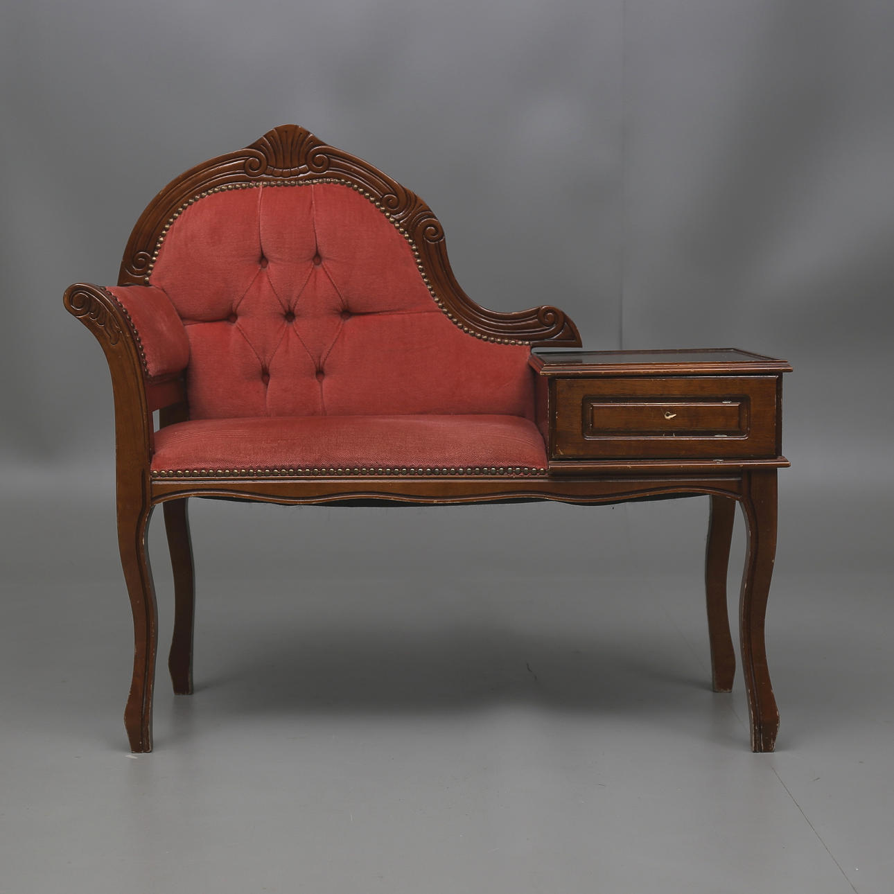 SITTMÖBEL MED LÅDA, telefonmöbel, mahogny, rokokostil.