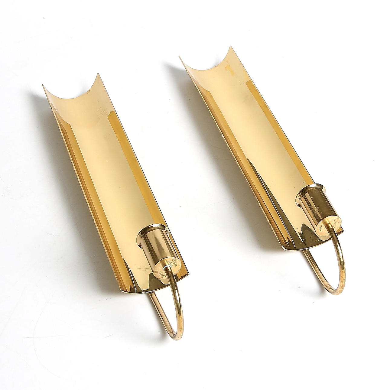 LJUSLAMPETTER, ett par, mässing, "Reflex", Pierre Forsell, Skultuna. 1900-tal.