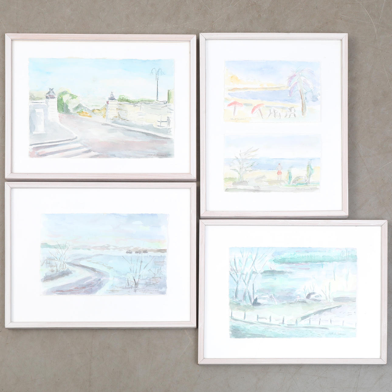 NILS-ERIK JONSSON. Watercolours, 4 pieces, signed.
