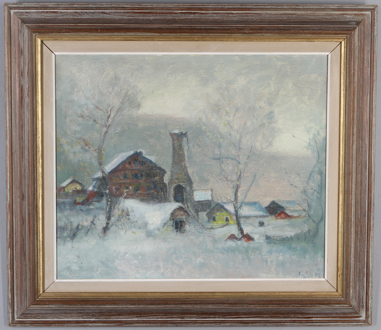 DAVID JETTE. Bruksmotiv, olja på pannå, signerad.