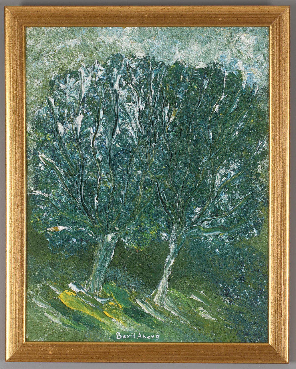 BERIT ÅBERG. Tree, oil on canvas, signed.