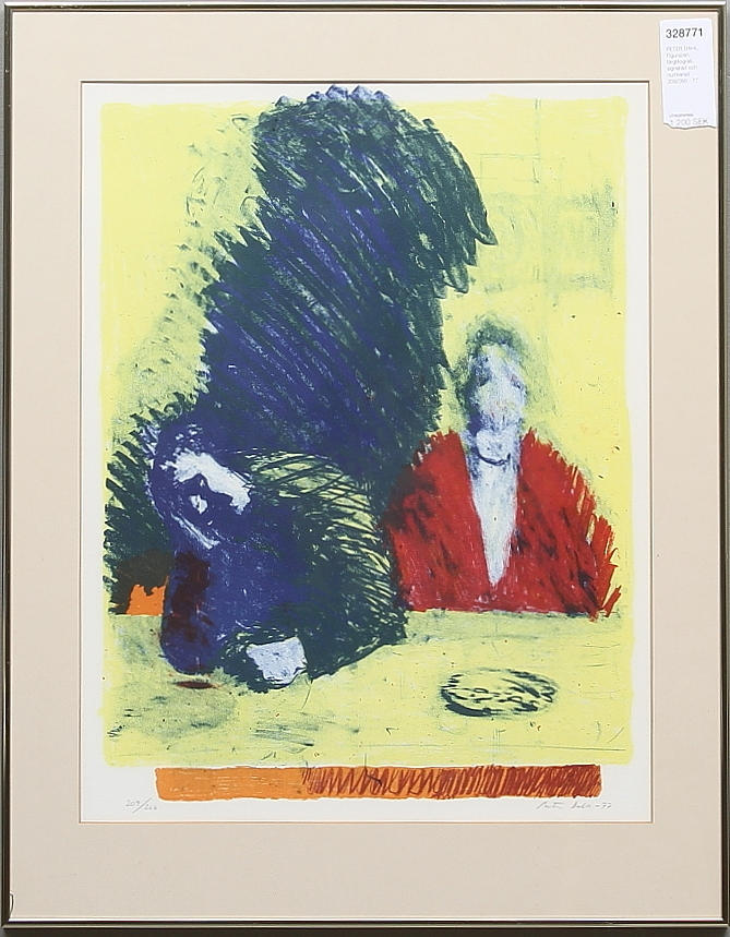 PETER DAHL. Figurscen, färglitografi, signerad och numrerad 209/260 - 77.