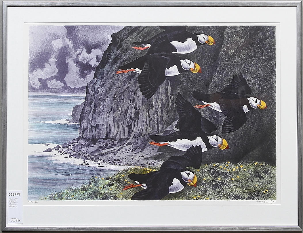 FOLKE LIND. färglitografi, signerad och numrerad 228/260.