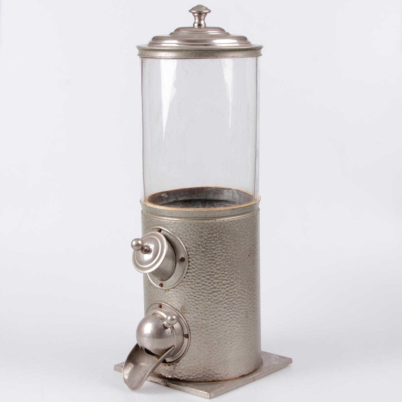 KAFFEBEHÅLLARE, glas och metall, märkt DR GM.