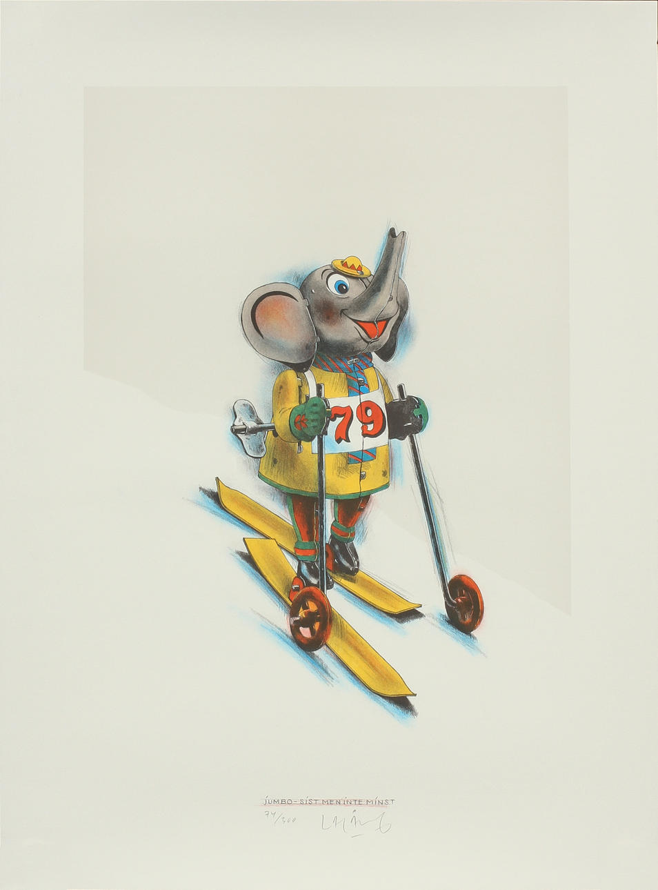 LASSE ÅBERG. "Jumbo - sist men inte minst", litografi, signerad och numrerad 74/300.