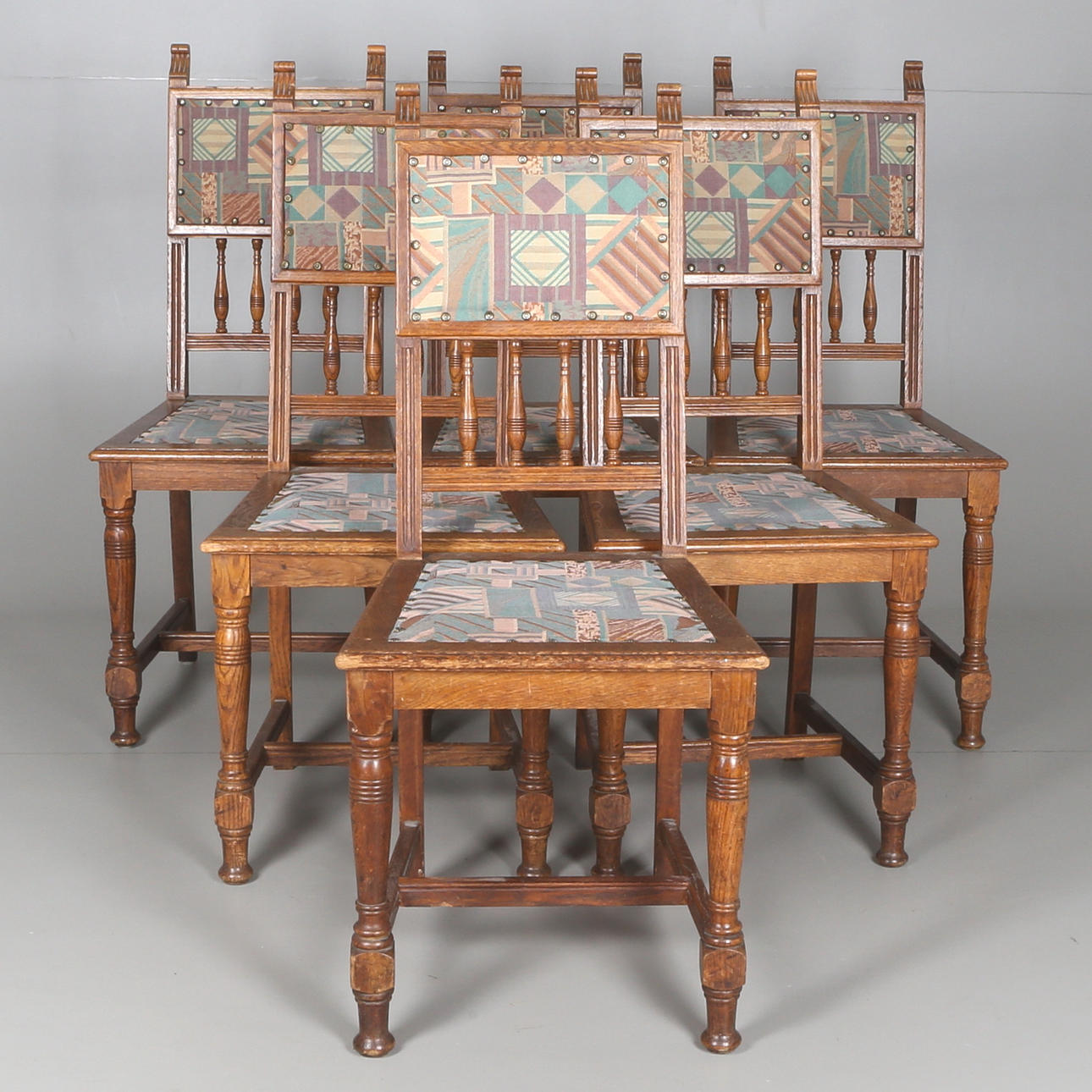 STOLAR, 6 st, ek, nyrenässansstil, 1900-tal.