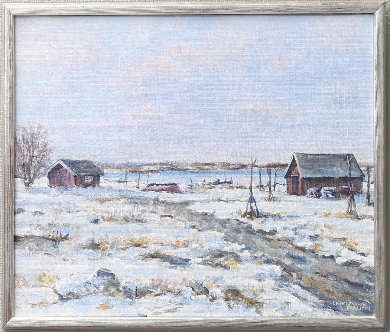 EGON LENNART KARLSSON. Vinterlandskap. Olja på duk, signerad.
