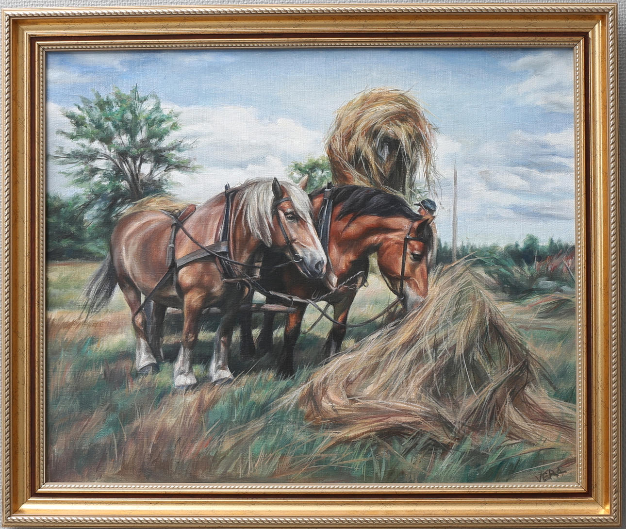 VERA VASILEVA. Hästar. Olja på duk, signerad Vera.