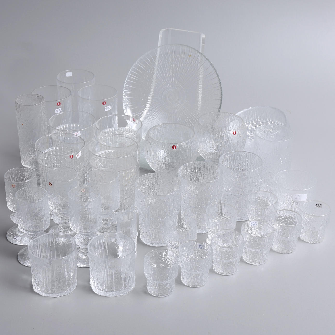 SERVISDELAR, 40 st, glas, Iittala, olika serviser.