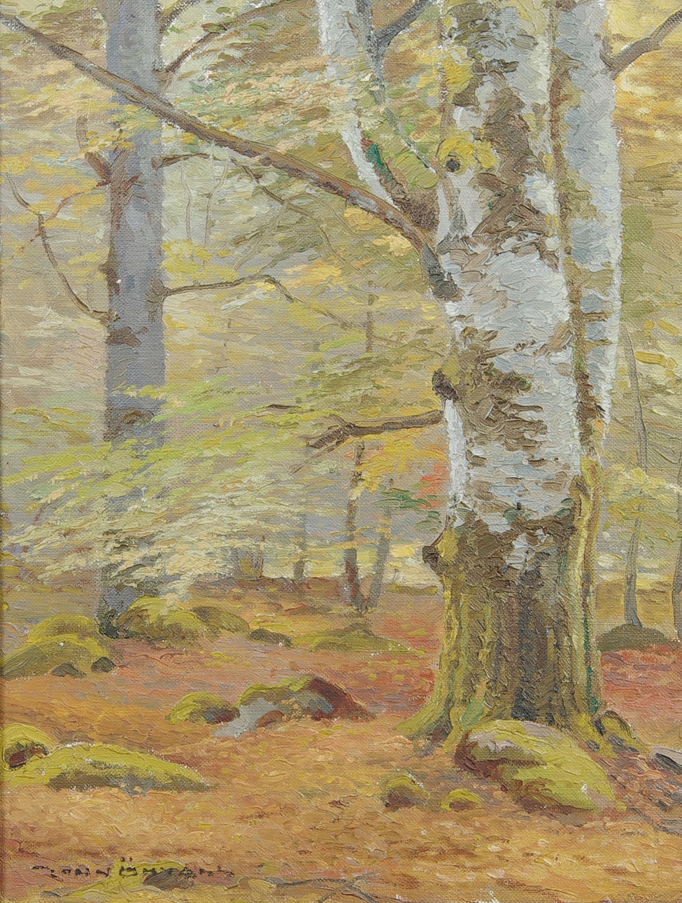 JOHN ÖHVALL. Skogslandskap, olja på duk, signerad.