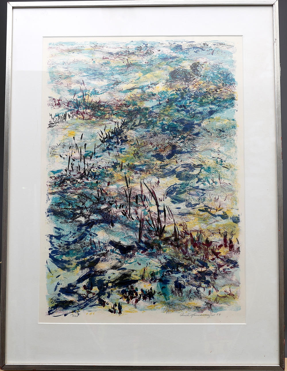 ANITA HOUVENAEGHEL. Mellem årstiderne, färglitografi, signerat och daterat 88.