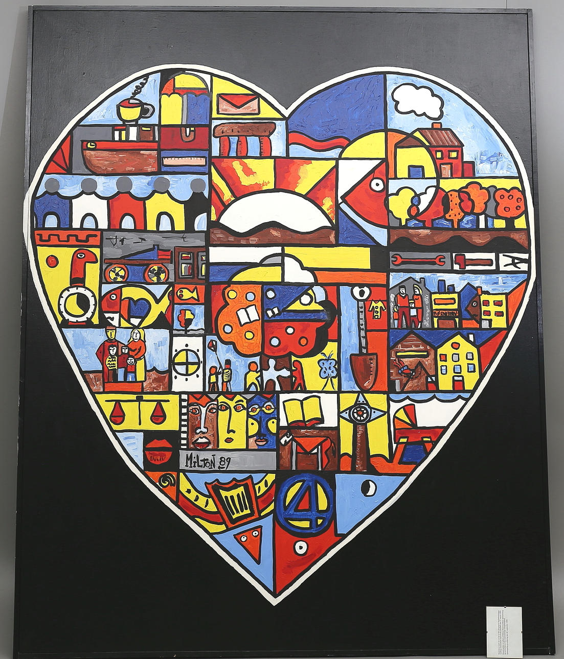 MILTON CHARRUTI BLANC. Corazón grande, København, akryl på duk, signerad.