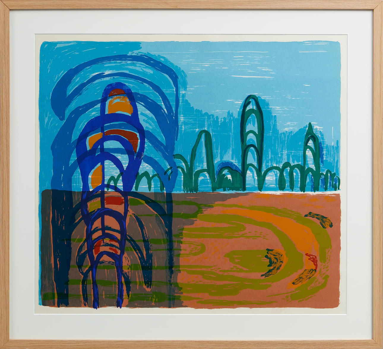 MAX BILDE. Landscape composition, color lithography.