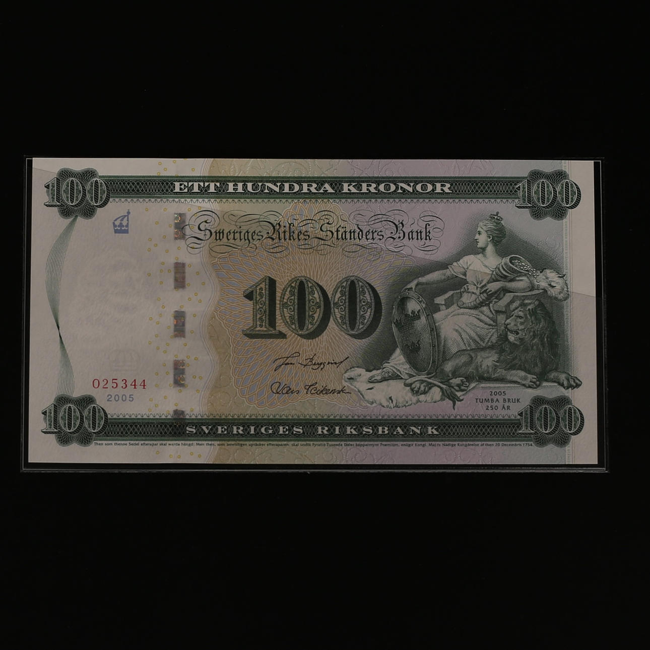 SEDEL, 100 kr jubileumssedel Tumba Bruk 2005. Mynt, Medaljer ...