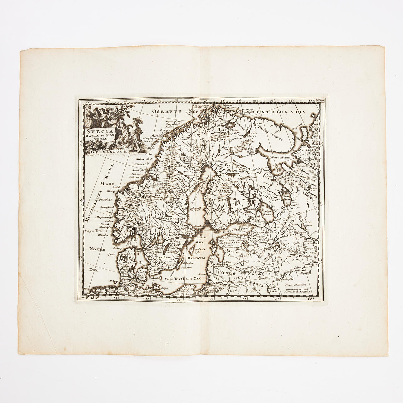 CLUVERS KARTA ÖVER SKANDINAVIEN, CA 1650.