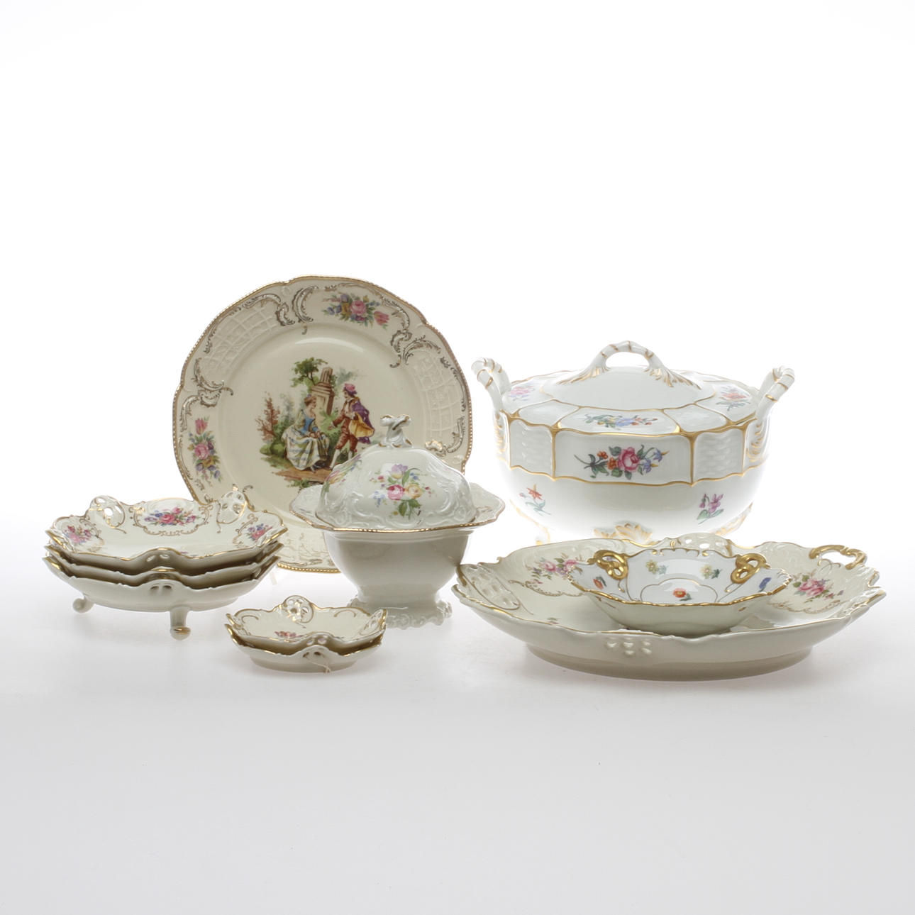 PARTI POSLIN, 10 delar, mestadels Rosenthal.