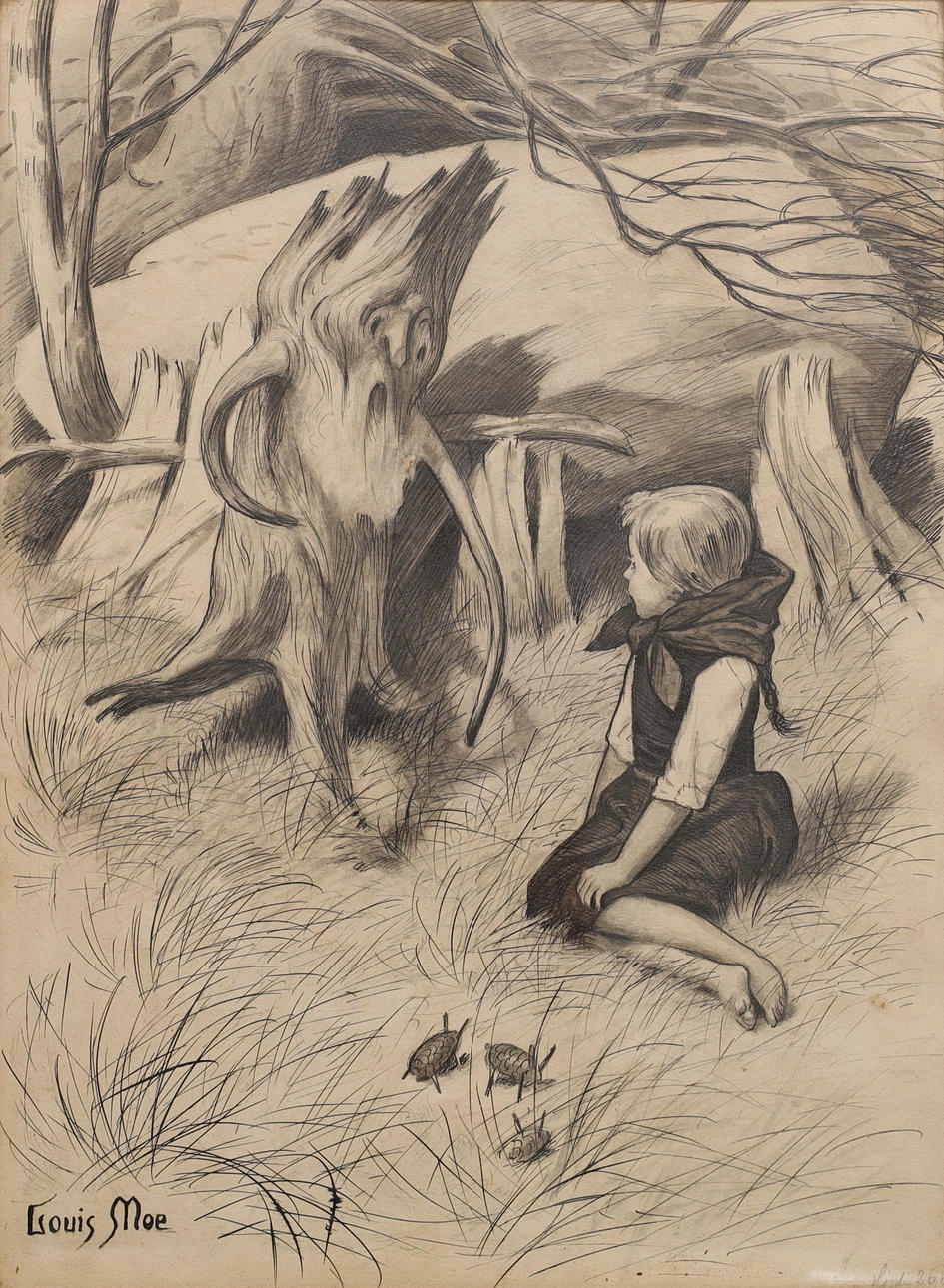 LOUIS MOE (1857-1945). Drawing, signed, framed.