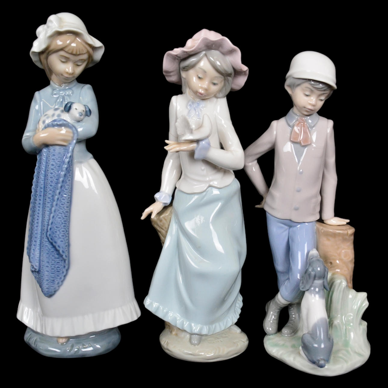 FIGURINER, 3-stycken, porslin, Nao, Spanien.