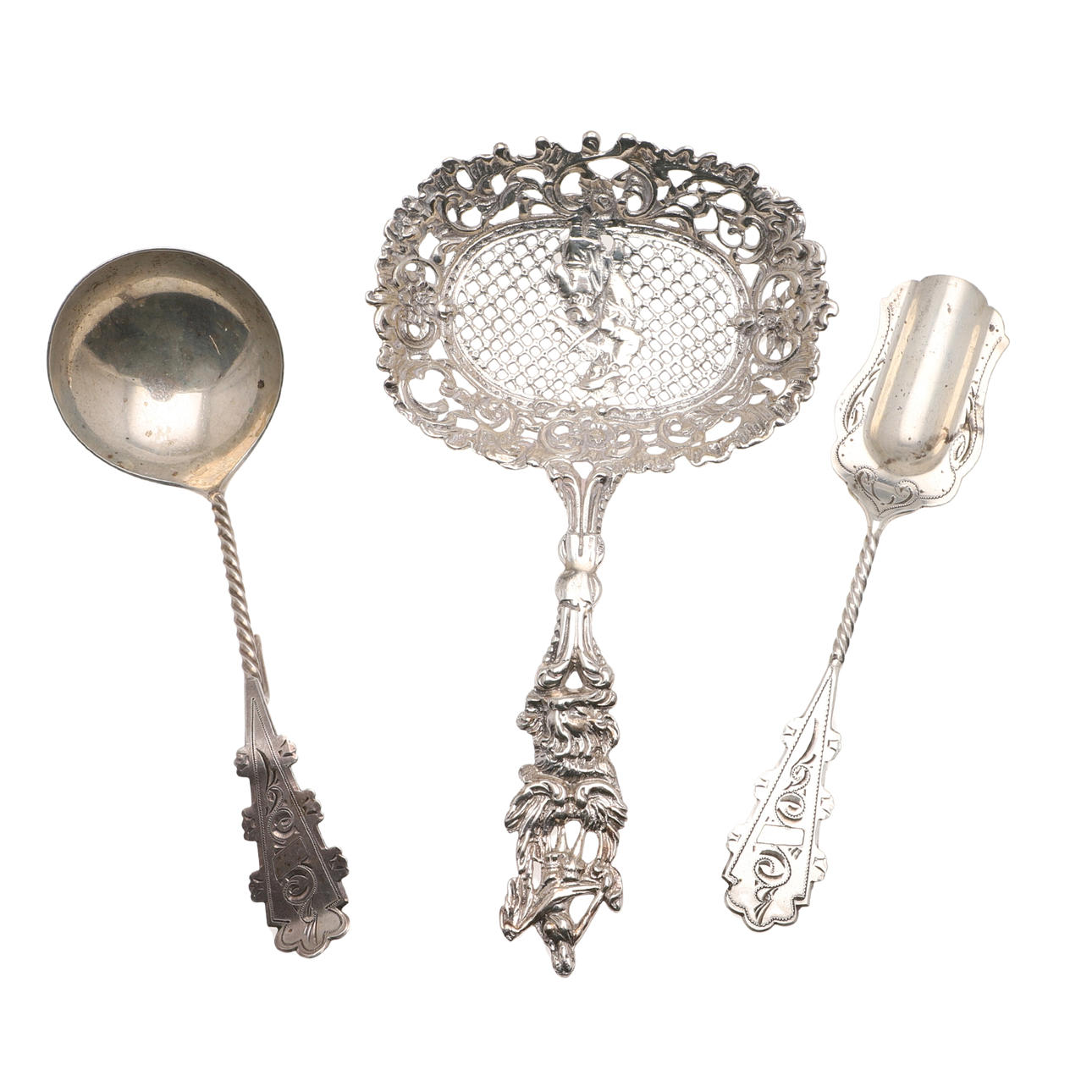 THREE DUTCH SILVER SPOONS.