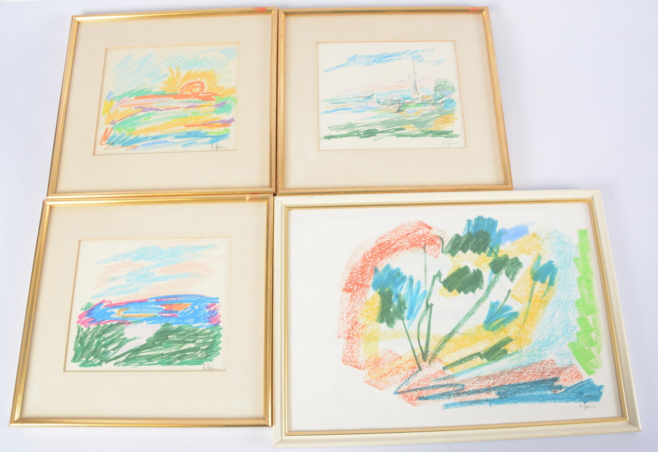 ÅKE HOLM. Pasteller. 4-stycken.