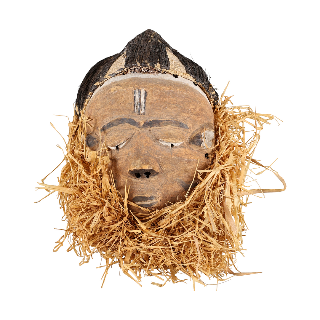 A wooden mask, painted, Pende, Congo.