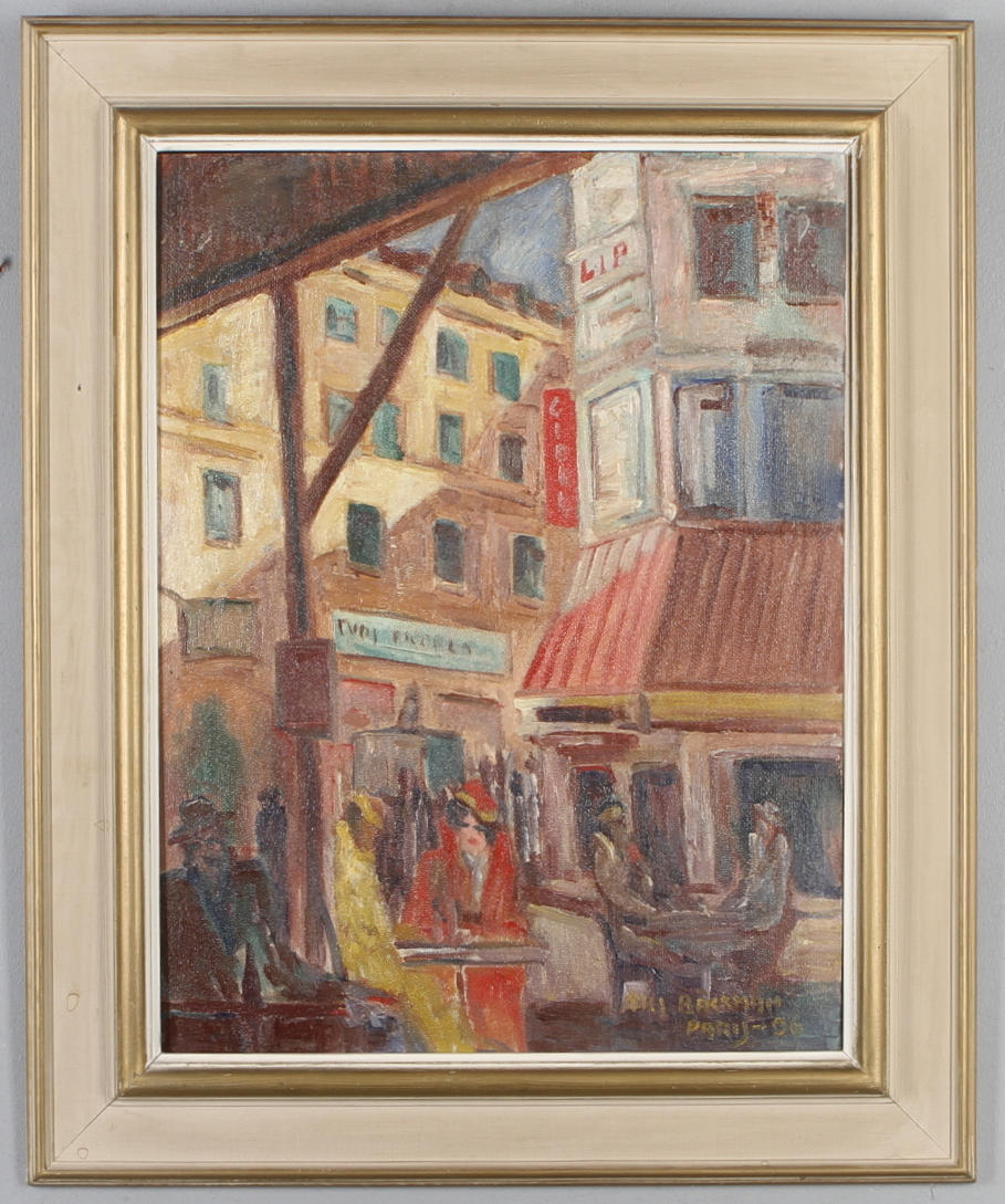 NILS BÄCKMAN. Motiv från Storebro, olja på pannå, signerad och daterad -36.