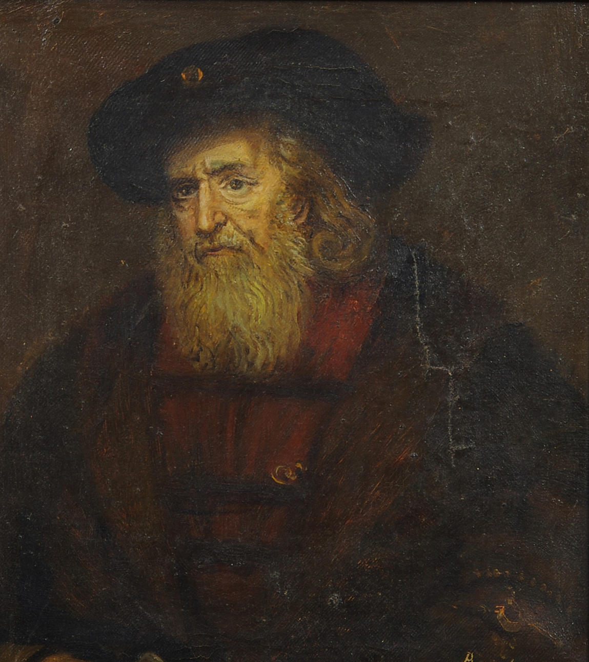 OIDENTIFIERAD KONSTNÄR. Porträtt, kopia efter Rembrandt, olja på duk.