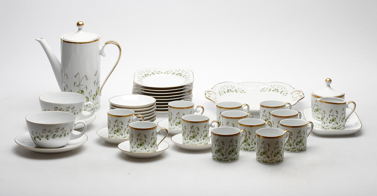 KAFFESERVIS, 26 delar, porslin, "Linnea", Hackefors.