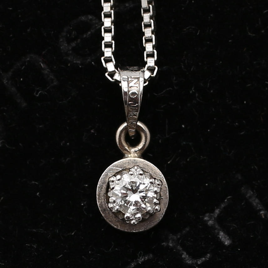 HÄNGE med diamant, Alton, samt kedja 18 k vitguld. vikt 4,34 gram.