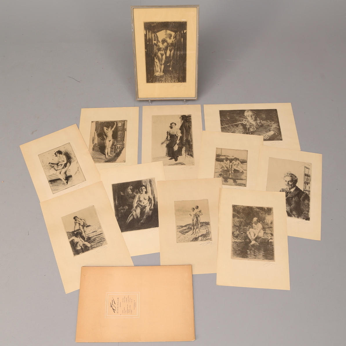 ANDERS ZORN. EFTER. Litografiskt tryck av etsningar, 11 st, Bengtsson Lito.