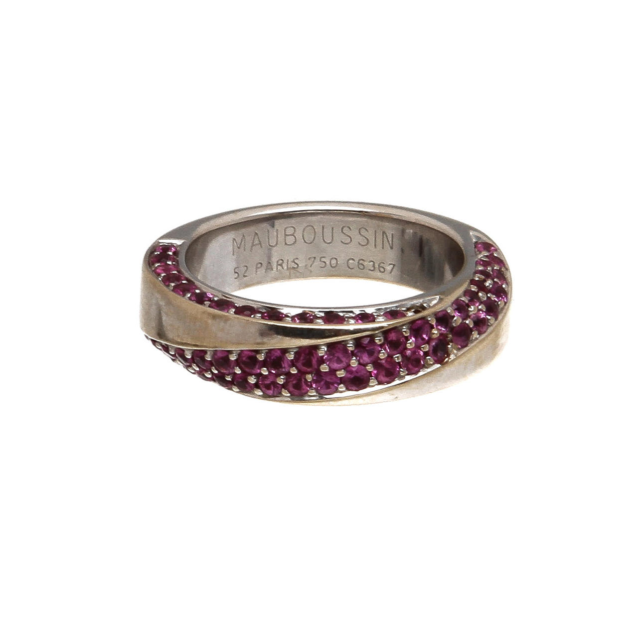 RING, 18k vitguld med rosa safirer, totalt ca 2,80 ct, Mauboussin. Vikt 8,9 g.