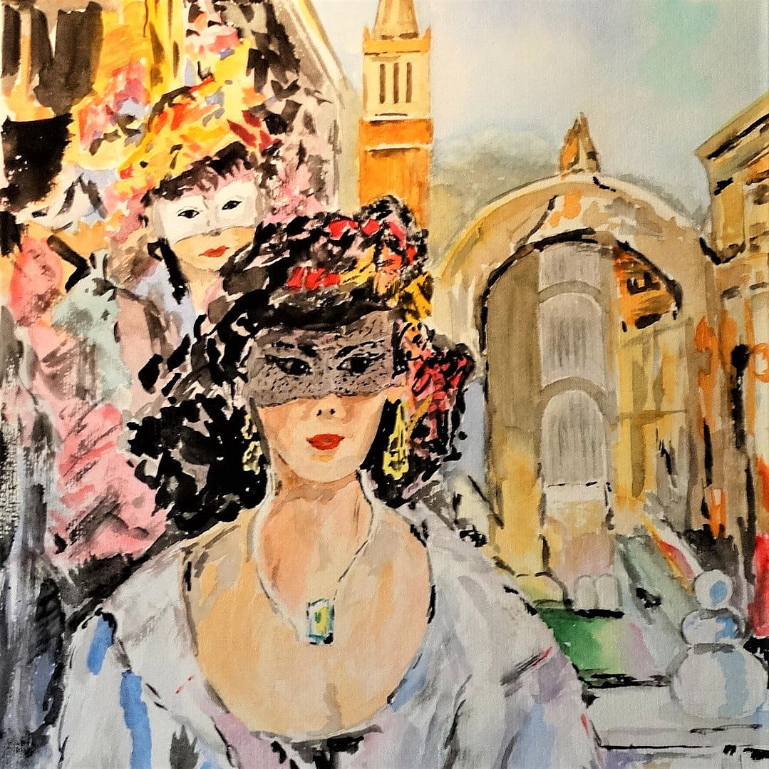 M. KÖRRER. KARNEVAL IN VENEDIG, AQUARELL, 2003.