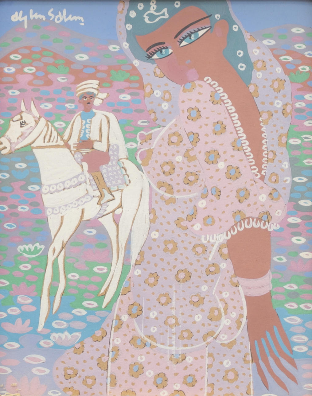 ALY BEN SALEM. Gouache, signed.