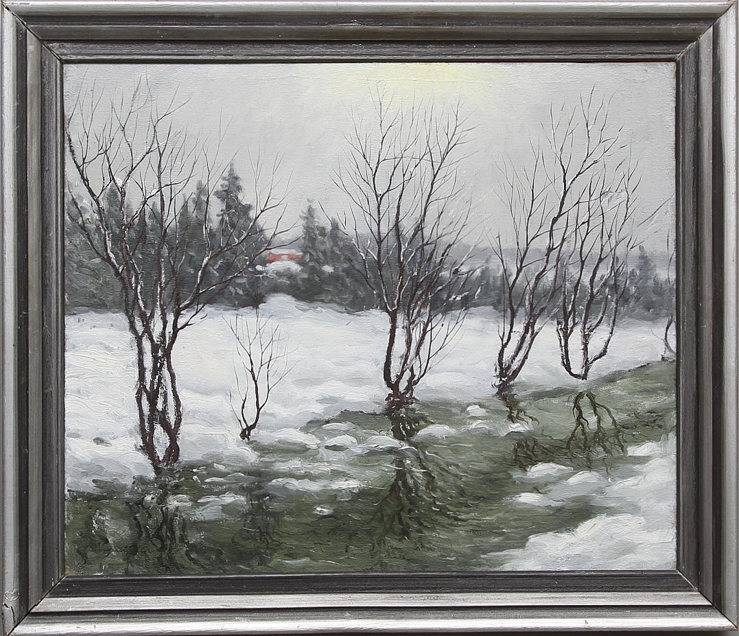 BIRGER HJELM. "Vårdis", olja på duk, signerad.