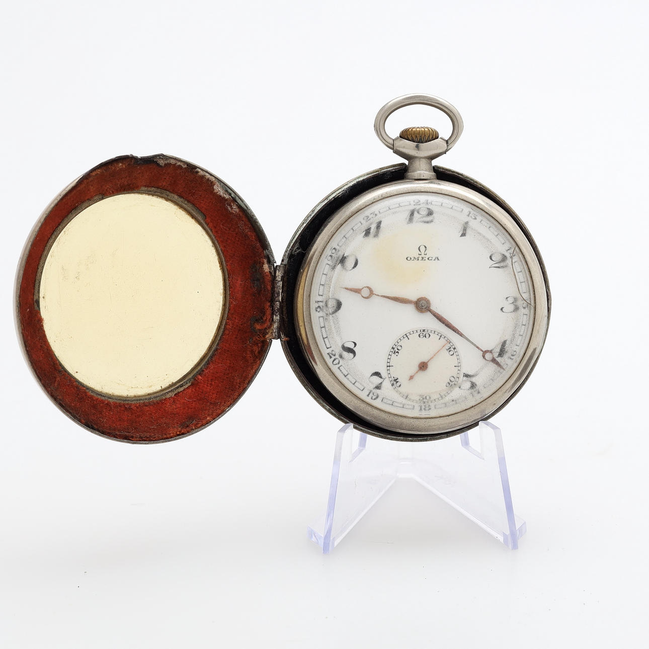 Pocket watch, steel, Omega.