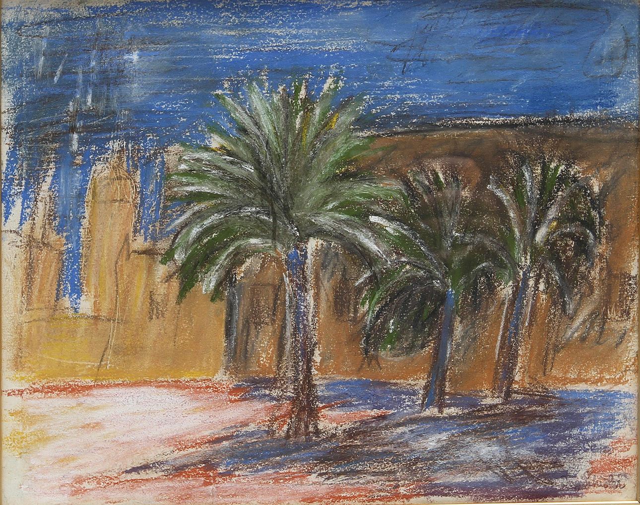 INGE SCHIÖLER. Pastell. Stämpelsignerad.