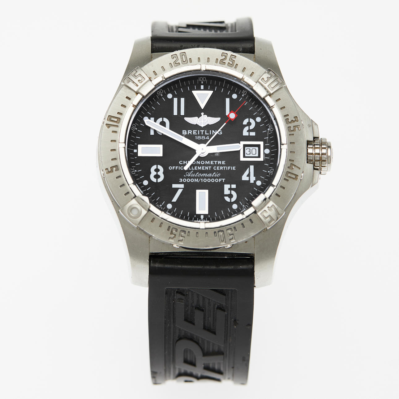 BREITLING. Wristwatch/men's watch, model 'Avenger Seawolf, automatic movement, chronometer, stainless steel, sapphire glass, rubber, Switzerland, 1999.