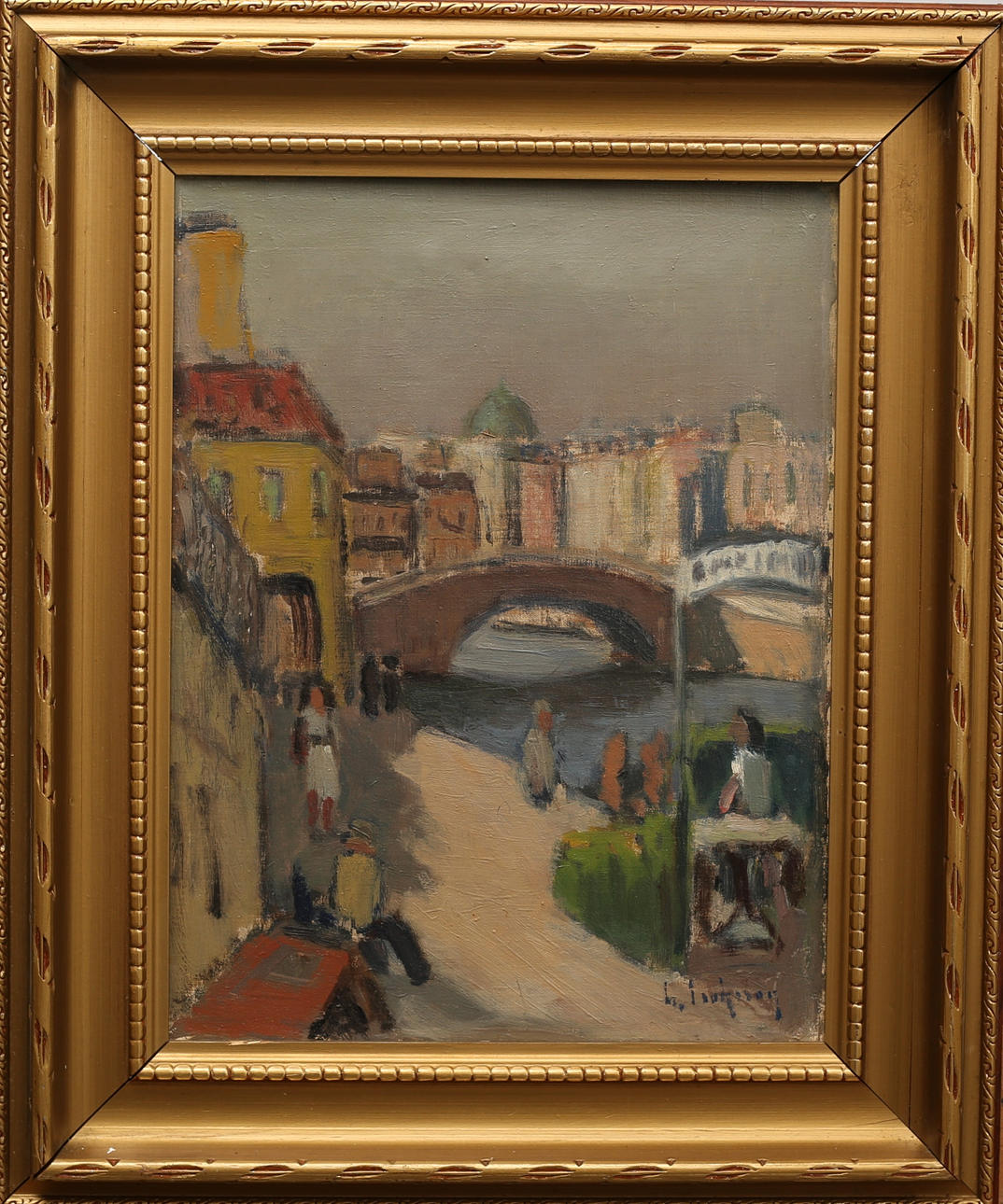 GIDEON ISAKSSON. Oil on panel, Cityscape, signed.