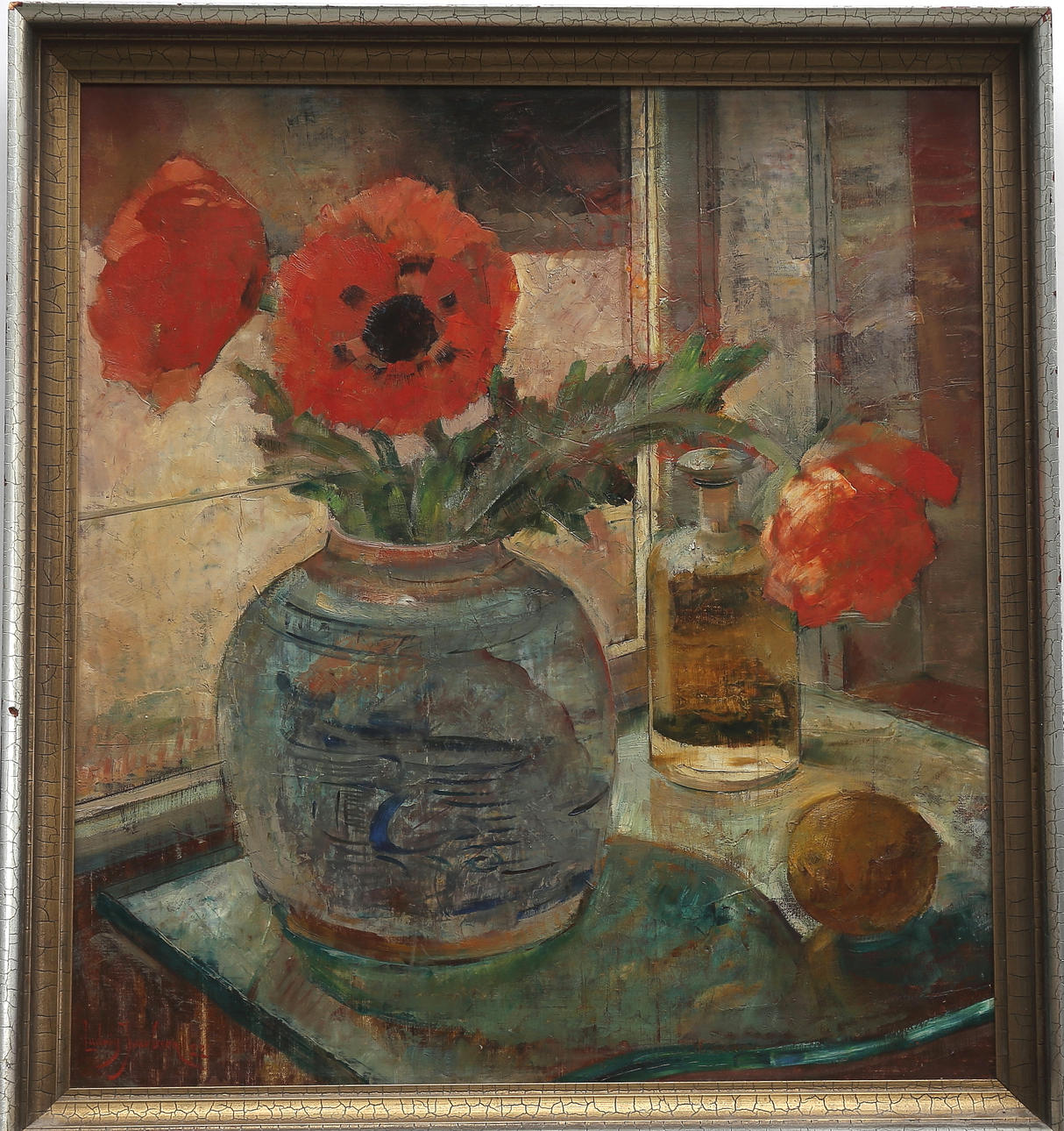 LUDVIG JACOBSEN. Stilleben, olja på duk, signerad.