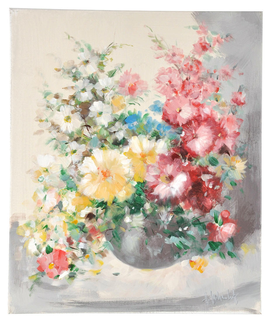 HEINZ HOHENDORFF. Skuggigt intryck av en sommarbukett blommor.