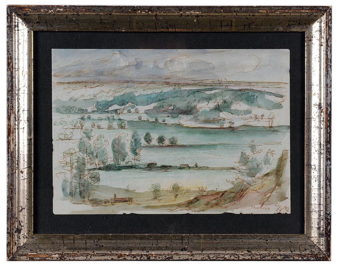 ERNST THOMS. Weite Landschaft mit Tälern und Ortschaften.