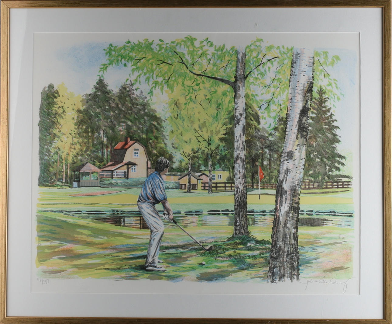 JOHAN THUNBERG. Golfare, färglitografi, signerad samt numrerad 46/250.